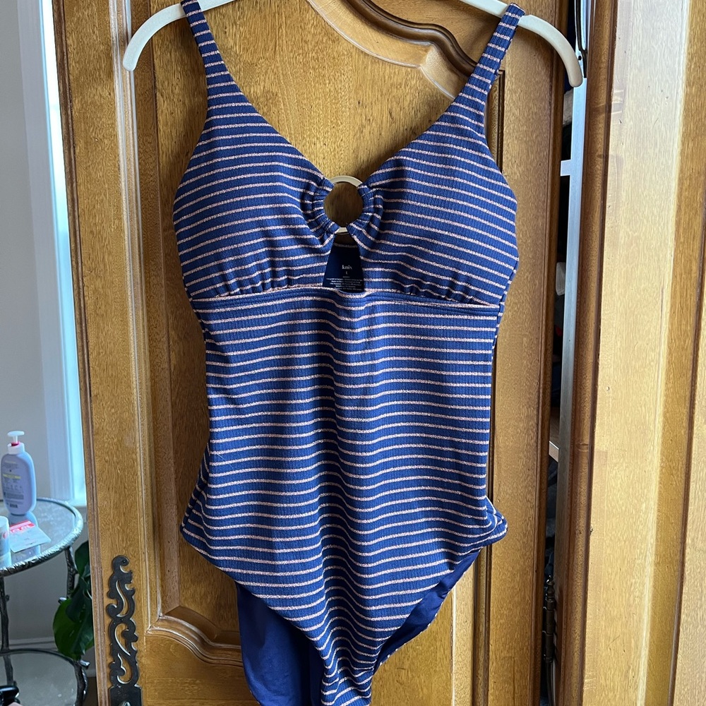 Knix Clearwater One Piece Metallic Rib Women's Swimsuit Bathing Suit NWT
